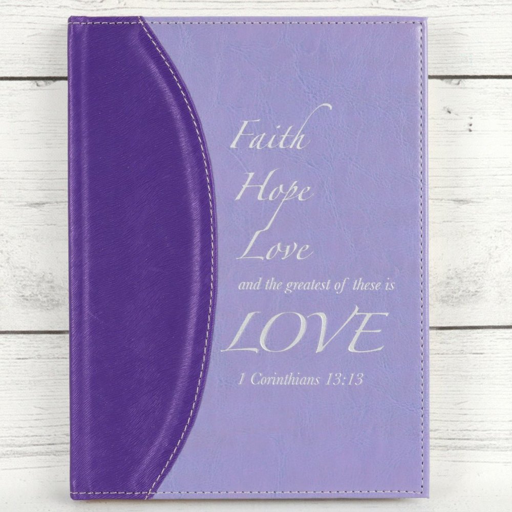 Notebook Journal Purple "Faith, Hope, Love"